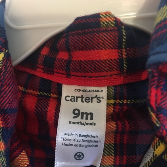 Carters Red Plaid Shirt 2 Piece Set Baby Boys - Picture 3 of 3